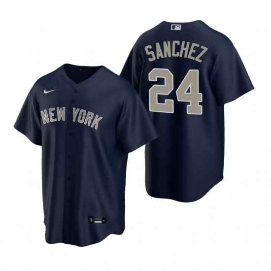 Mens Nike New York Yankees 24 Gary Sanchez Navy Alternate Stitched Baseball Jerse
